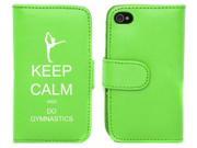 Green Apple iPhone 4 4S 4G LP311 Leather Wallet Case Cover Keep Calm and Do Gymnastics