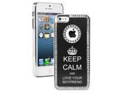 Apple iPhone 5 Black 5S2465 Rhinestone Crystal Bling Aluminum Plated Hard Case Cover Keep Calm and Love Your Boyfriend