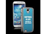 Light Blue Samsung Galaxy S4 S IV i9500 Rhinestone Crystal Bling Hard Back Case Cover KS581 Softball is Life