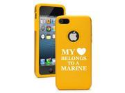 Apple iPhone 5 Yellow Gold 5D4644 Aluminum Silicone Case Cover My Heart Belongs to a Marine
