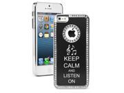 Apple iPhone 5 Black 5S873 Rhinestone Crystal Bling Aluminum Plated Hard Case Cover Keep Calm and Listen On Music Notes Apple iPhone 5 Black 5S873 Rhinestone Crystal Bling Aluminum Plated Hard Case Cover Keep Calm and Listen On Music Notes
