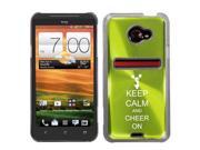 Green HTC Evo 4G LTE Aluminum Plated Hard Back Case Cover N134 Keep Calm and Cheer On