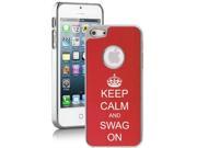 Apple iPhone 5 Red 5E1333 Aluminum Plated Chrome Hard Back Case Cover Keep Calm and Swag On Crown