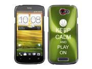 Green HTC One S 1S Aluminum Plated Hard Back Case Cover M58 Keep Calm and Play On Basketball