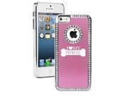 Apple iPhone 5 Pink 5S2331 Rhinestone Crystal Bling Aluminum Plated Hard Case Cover I Love My Pitbull
