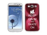 Red Samsung Galaxy S III S3 Aluminum Plated Hard Back Case Cover K1714 Keep Calm and Skate On Ice Skates