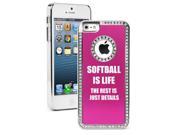 Apple iPhone 5 Hot Pink 5S2769 Rhinestone Crystal Bling Aluminum Plated Hard Case Cover Softball is Life The Rest is Just Details
