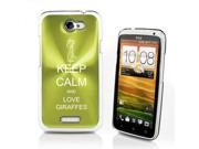 Green HTC One X Aluminum Plated Hard Back Case Cover P387 Keep Calm and Love Giraffes