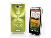 Green HTC One X Aluminum Plated Hard Back Case Cover P450 Keep Calm and YOLO