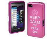 Pink Blackberry Z10 Aluminum Silicone Hard Case Cover R261 Keep Calm and Play On Volleyball