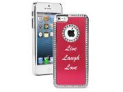 Apple iPhone 5 Red 5S1491 Rhinestone Crystal Bling Aluminum Plated Hard Case Cover Live Laugh Love