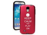 Red Samsung Galaxy S4 S IV i9500 Aluminum Silicone Hard Back Case Cover KA892 Keep Calm and Play On Basketball