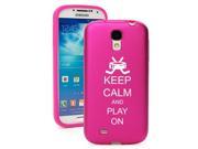 Hot Pink Samsung Galaxy S4 S IV i9500 Aluminum Silicone Hard Back Case Cover KA915 Keep Calm and Play On Hockey