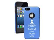 Apple iPhone 5 Blue 5D189 Aluminum Silicone Case Cover Keep Calm and Fight On Awareness Ribbon