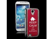 Red Samsung Galaxy S4 S IV i9500 Rhinestone Crystal Bling Hard Back Case Cover KS296 Keep Calm and Love Elephants