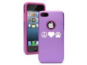 Apple iPhone 5 Purple 5D1914 Aluminum Silicone Case Cover Peace Love Paw Print