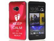 Rose Red HTC One M7 Aluminum Plated Hard Back Case Cover 7M334 Keep Calm and Go To The Beach Sandals