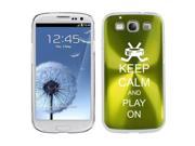 Green Samsung Galaxy S III S3 Aluminum Plated Hard Back Case Cover K130 Keep Calm and Play On Hockey