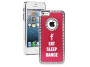 Apple iPhone 5 Red 5S551 Rhinestone Crystal Bling Aluminum Plated Hard Case Cover Eat Sleep Dance