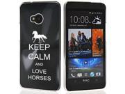 Black HTC One M7 Aluminum Plated Hard Back Case Cover 7M462 Keep Calm and Love Horses