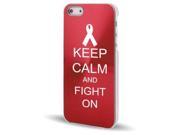 Apple iPhone 5 Rose Red 5C333 Aluminum Plated Hard Back Case Cover Keep Calm and Fight On Awareness Ribbon