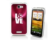 Rose Red HTC One X Aluminum Plated Hard Back Case Cover P228 Love Soccer