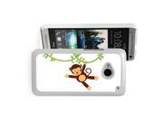 HTC One M7 White Hard Back Case Cover MW159 Color Cute Cartoon Monkey Swinging on Vines