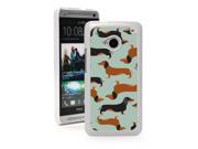 HTC One M7 White Hard Back Case Cover MW177 Color Dachshund Dogs Pattern