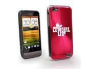 Rose Red HTC One V Virgin Aluminum Plated Hard Back Case Cover MV80 Cowgirl Up with Hat