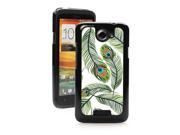 HTC One X Black Hard Back Case Cover PB173 Color Peacock Feathers Background