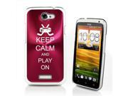 Rose Red HTC One X Aluminum Plated Hard Back Case Cover P147 Keep Calm and Play On Hockey