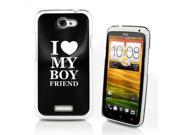 Black HTC One X Aluminum Plated Hard Back Case Cover P212 I Love My Boyfriend