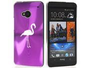 Purple HTC One M7 Aluminum Plated Hard Back Case Cover 7M135 Flamingo