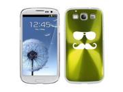 Green Samsung Galaxy S III S3 Aluminum Plated Hard Back Case Cover K580 Sunglasses Mustache