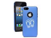 Apple iPhone 5 Blue 5D857 Aluminum Silicone Case Cover Flip Flops with Hibiscus