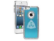 Apple iPhone 5 Light Blue 5S2030 Rhinestone Crystal Bling Aluminum Plated Hard Case Cover Triquetra Celtic Knot Symbol