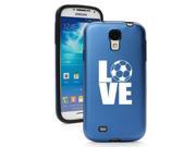 Blue Samsung Galaxy S4 S IV i9500 Aluminum Silicone Hard Back Case Cover KA1084 Love Soccer
