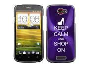 Purple HTC One S 1S Aluminum Plated Hard Back Case Cover M178 Keep Calm and Shop On High Heel