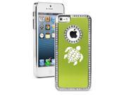 Apple iPhone 5 Green 5S1946 Rhinestone Crystal Bling Aluminum Plated Hard Case Cover Sea Turtle