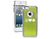 Apple iPhone 5 Green 5S1886 Rhinestone Crystal Bling Aluminum Plated Hard Case Cover Peace Love Volleyball