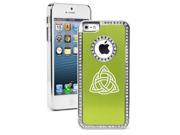 Apple iPhone 5 Green 5S2028 Rhinestone Crystal Bling Aluminum Plated Hard Case Cover Triquetra Celtic Knot Symbol