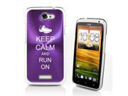 Purple HTC One X Aluminum Plated Hard Back Case Cover P173 Keep Calm and Run On Shoe