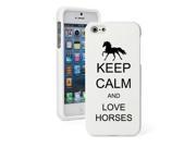 Apple iPhone 5 White Rubber Hard Case Snap on 2 piece Black Keep Calm and Love Horses