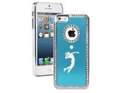 Apple iPhone 5 Light Blue 5S618 Rhinestone Crystal Bling Aluminum Plated Hard Case Cover Female Volleyball Player