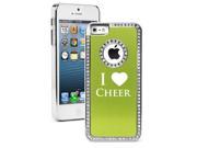 Apple iPhone 5 Green 5S656 Rhinestone Crystal Bling Aluminum Plated Hard Case Cover I Love Cheer