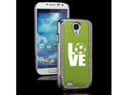 Green Samsung Galaxy S4 S IV i9500 Rhinestone Crystal Bling Hard Back Case Cover KS525 Love Soccer