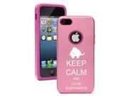 Apple iPhone 5 Pink 5D142 Aluminum Silicone Case Cover Keep Calm and Love Elephants
