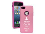 Apple iPhone 5 Pink 5D1607 Aluminum Silicone Case Cover Keep Calm and Yoga On