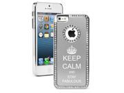Apple iPhone 5 Silver 5S1332 Rhinestone Crystal Bling Aluminum Plated Hard Case Cover Keep Calm and Stay Fabulous