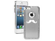 Apple iPhone 5 Silver 5S1672 Rhinestone Crystal Bling Aluminum Plated Hard Case Cover Moustache